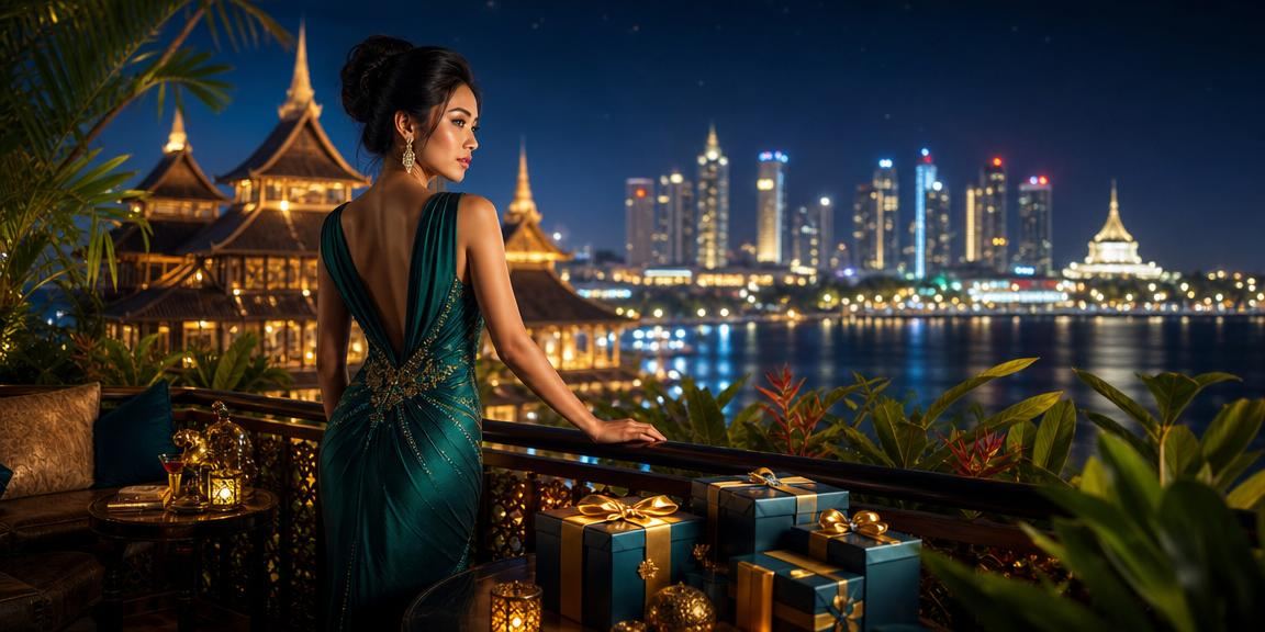 Suasana hiburan kasino malam di Sarawak dengan pencahayaan yang meriah